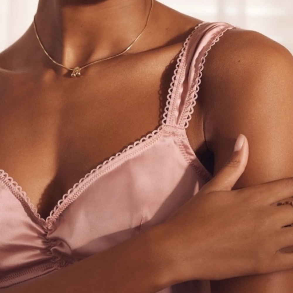 🟠NWT ANTHROPOLOGIE Tie-Back Sheer Cami in Light Pink - Picture 5 of 7